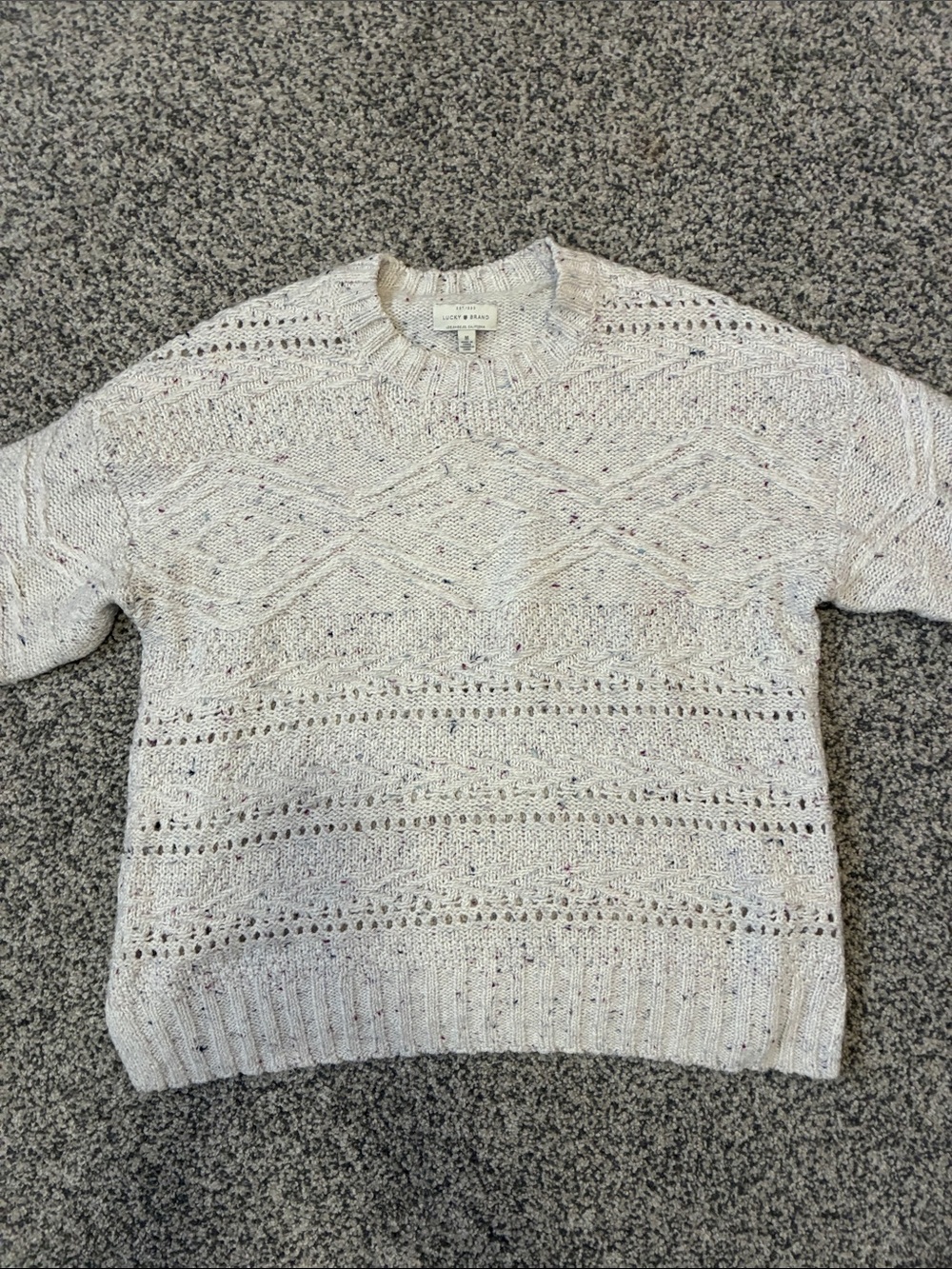Women’s Lucky Brand Cream Speckled Crewneck Sweater. Size M.